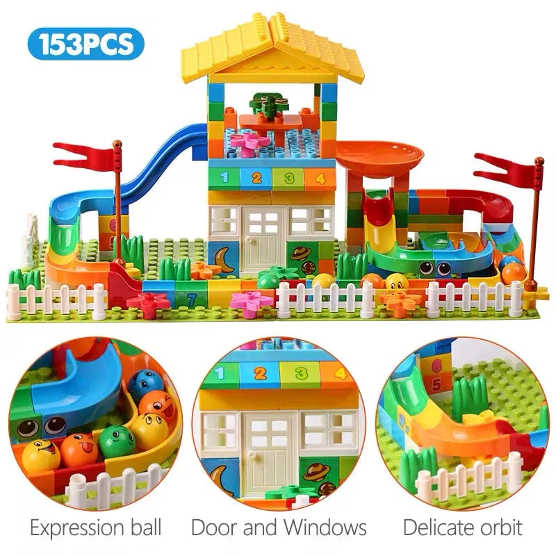 100PCS Big Particle Roof Blocks Compatible City House Big Size Slide Building Blocks Castle Brick Toys For Children