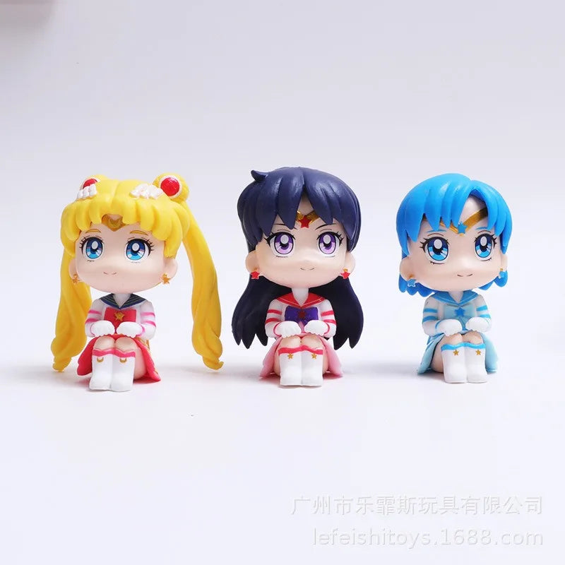 Hot Anime Sailor Moon Cute Sitting Position Model Cartoon Character Creativity Exquisite Q Version Figure Toy Girls Gift