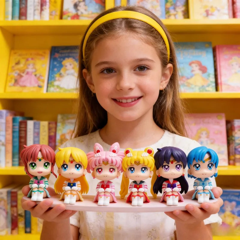 Hot Anime Sailor Moon Cute Sitting Position Model Cartoon Character Creativity Exquisite Q Version Figure Toy Girls Gift